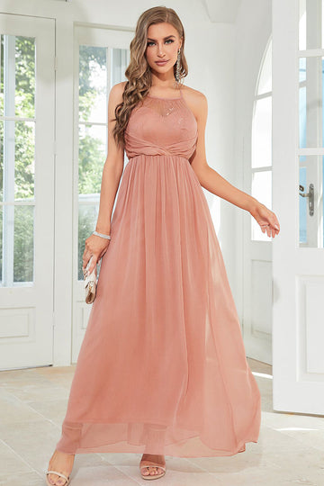 Blush Halter A Line Robe de Soirée